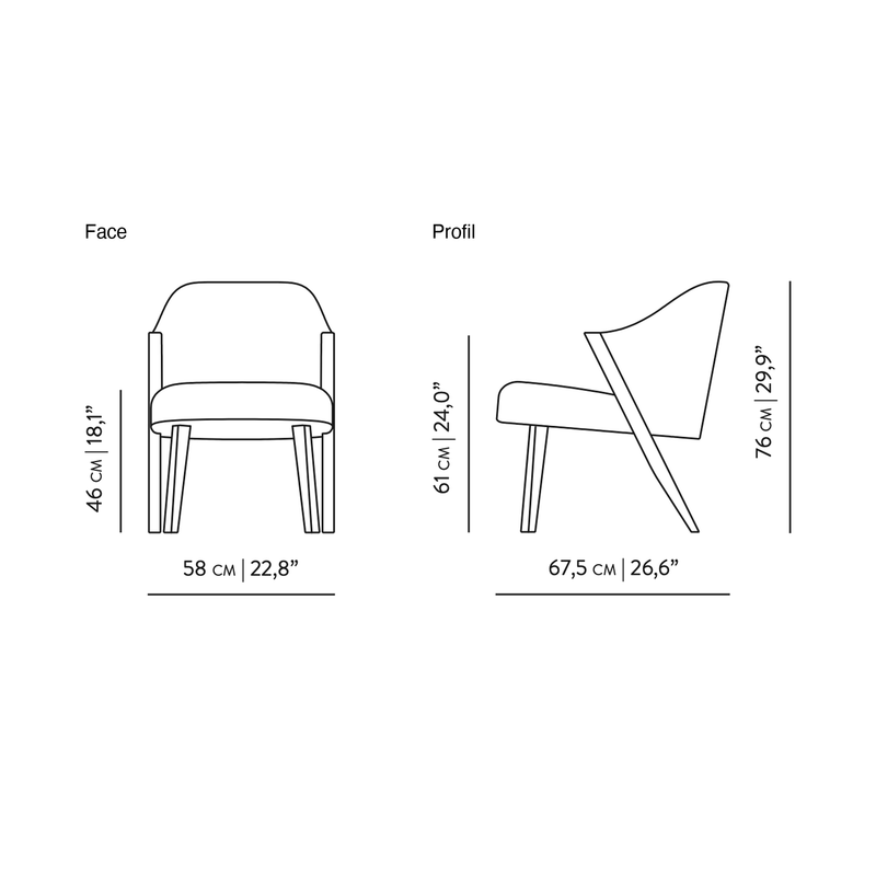 Dimensions Loungesessel Caravela aus Massivholz