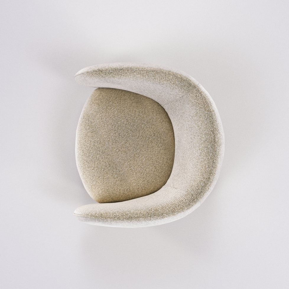 Fauteuil lounge Nido en chêne et tissu écru vu du dessus