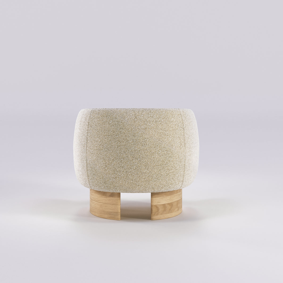 Fauteuil lounge Nido en chêne et tissu écru vu de dos