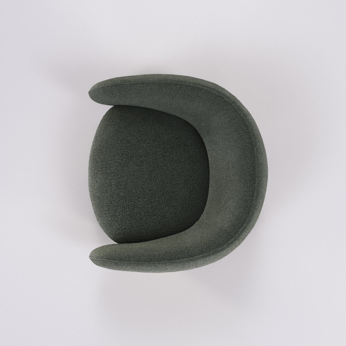 Fauteuil lounge Nido en noyer et tissu vert sauge vu du dessus
