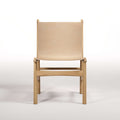 Fauteuil lounge Nook en chêne et cuir naturel vu de face