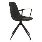 Fauteuil Monaco noir vue de profil accoudoirs métal noir coque enveloppante et piètement étoile pivotant