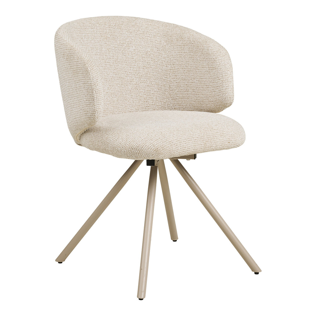 Fauteuil pivotant Fulham tissu bouclé sable coque baquet piètement étoile sable vue trois quarts avant