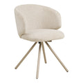 Fauteuil pivotant Fulham tissu bouclé sable coque baquet piètement étoile sable vue trois quarts avant