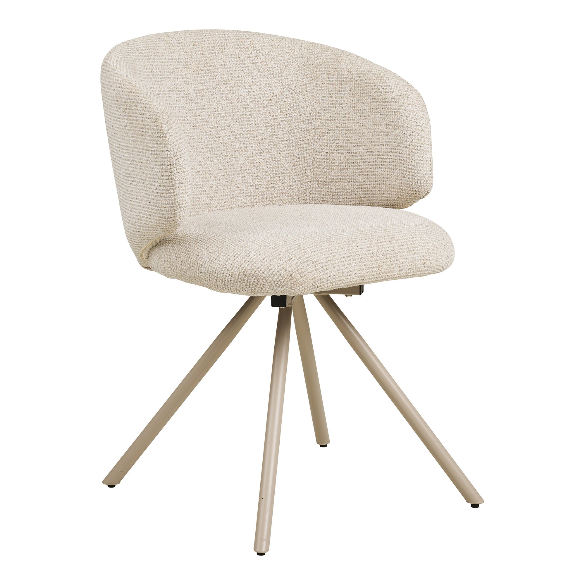 Fauteuil pivotant Fulham tissu bouclé sable coque baquet piètement étoile sable vue trois quarts avant