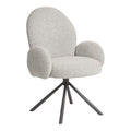 Fauteuil pivotant Lana bouclé sable accoudoirs gonflés dossier haut arrondi piétement étoile gris vue trois quarts