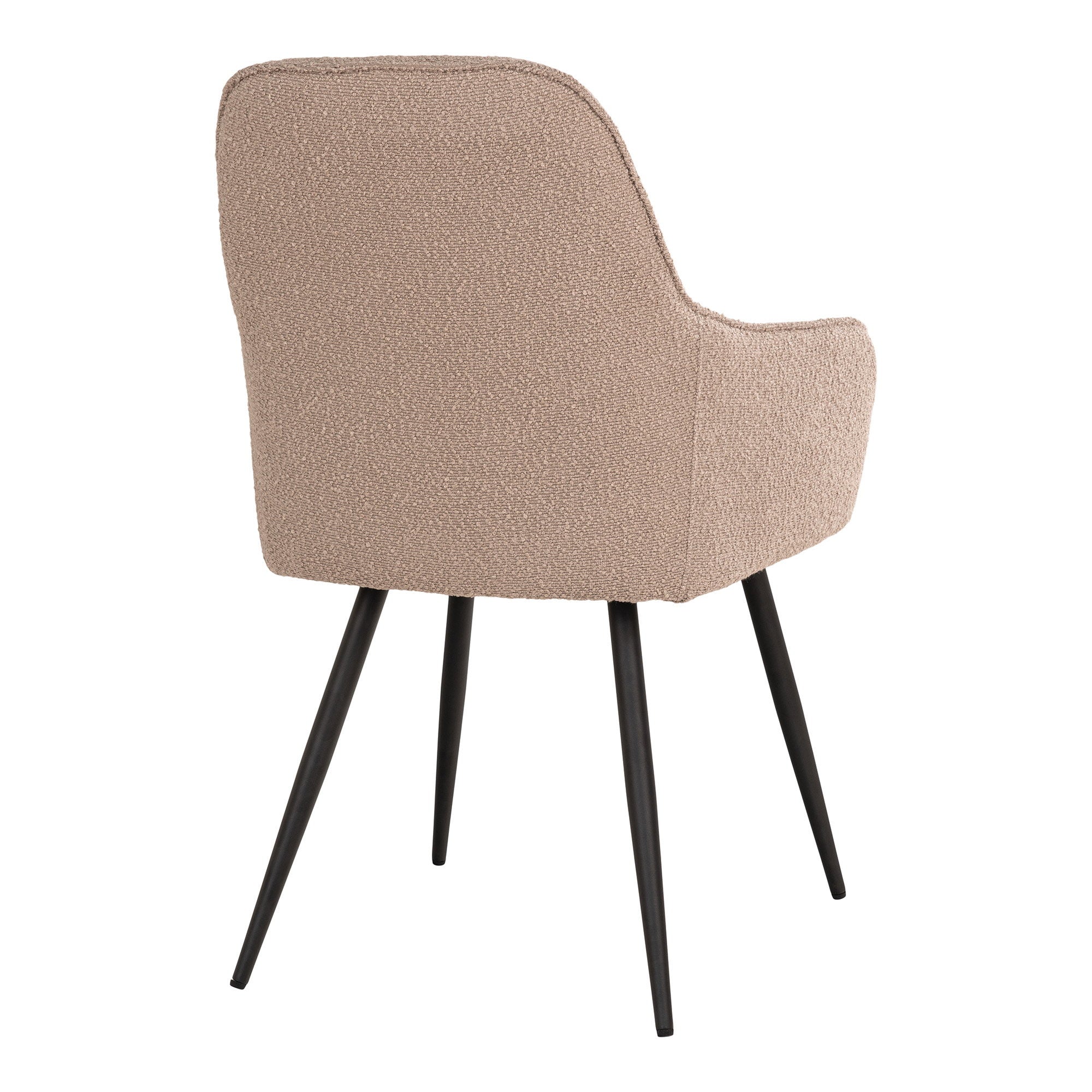 Fauteuil Harbo bouclé beige vue arrière texture bouclette pieds acier laqué noir