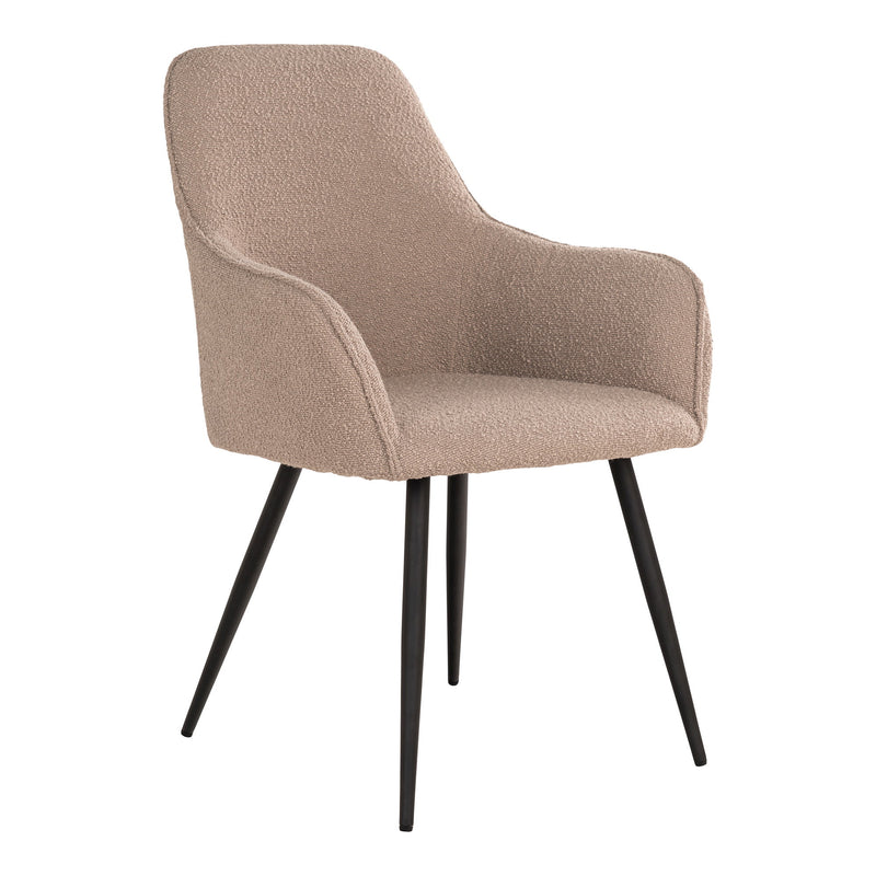 Dimensions Harbo Dining Chair – Bouclé Beige & Black Legs – Set of 2