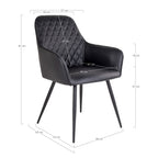 Schéma dimensions fauteuil Harbo noir 57x65x87 cm hauteur assise 47 cm