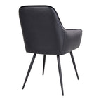 Fauteuil Harbo noir vue arrière dossier lisse pieds acier laqué noir