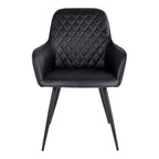 Fauteuil de table Harbo noir en simili cuir vue de face dossier matelassé losanges