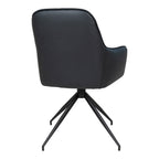 Fauteuil Harbo pivotant simili cuir noir vue arrière dossier lisse pied étoile acier laqué noir