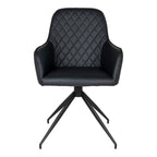 Fauteuil de table Harbo pivotant simili cuir noir vue de face dossier matelassé losanges