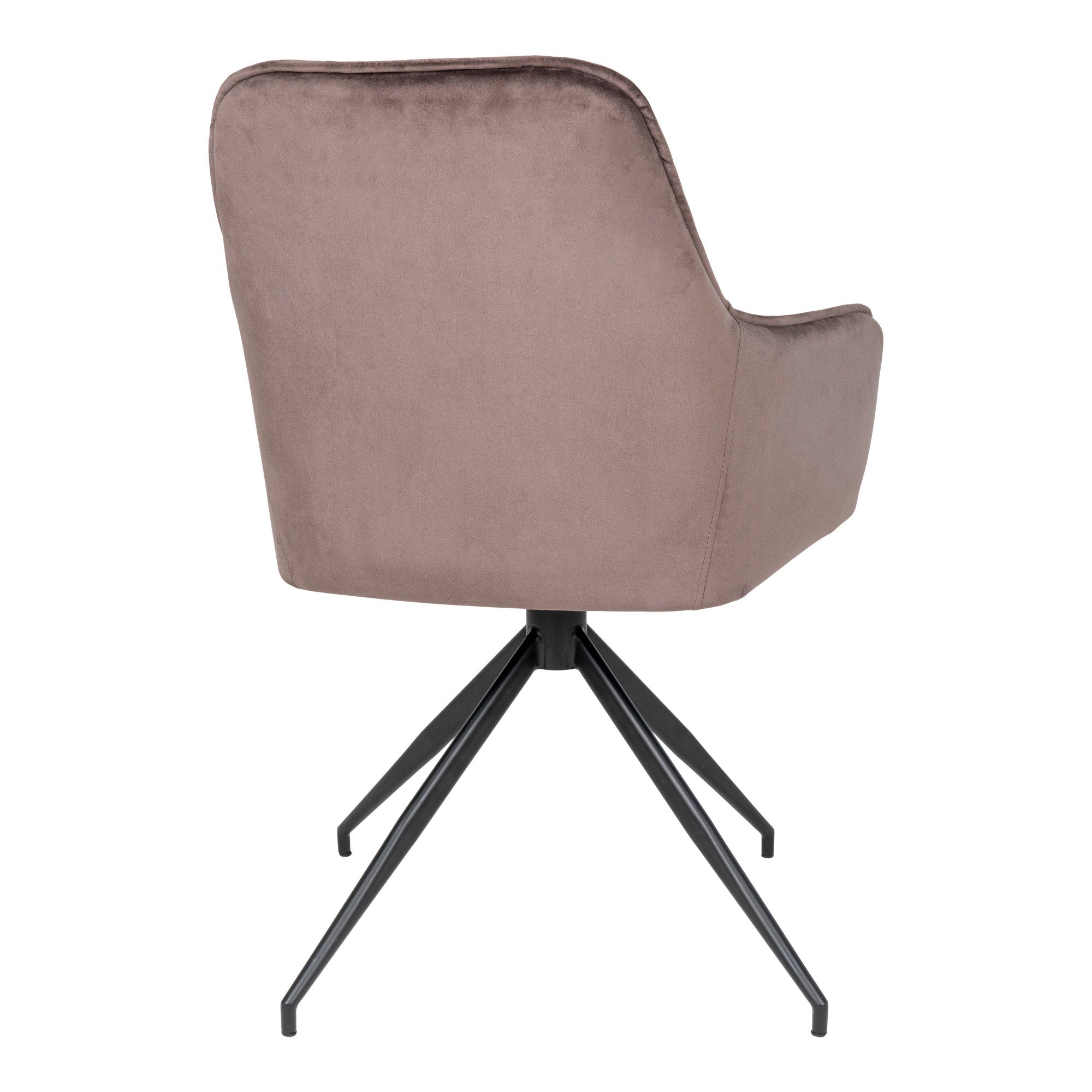 Fauteuil Harbo pivotant velours mushroom vue arrière dossier lisse pied étoile acier laqué noir