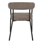 Fauteuil Trivio bouclé brun taupe vue arrière dossier arc rembourré pieds acier laqué noir