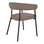 Fauteuil Trivio bouclé brun taupe vue trois quarts arrière structure acier noir mat