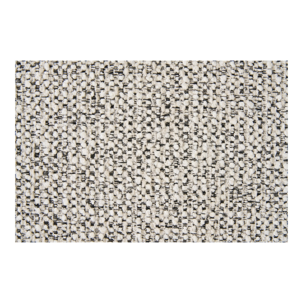 Gros plan texture bouclé polyester gris chiné blanc fauteuil Trivio haut de gamme