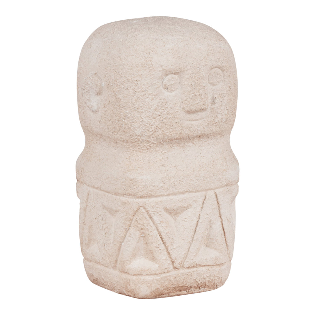 Figurine décorative ciment beige idole tribale petite 5,5x10 cm vue trois quarts