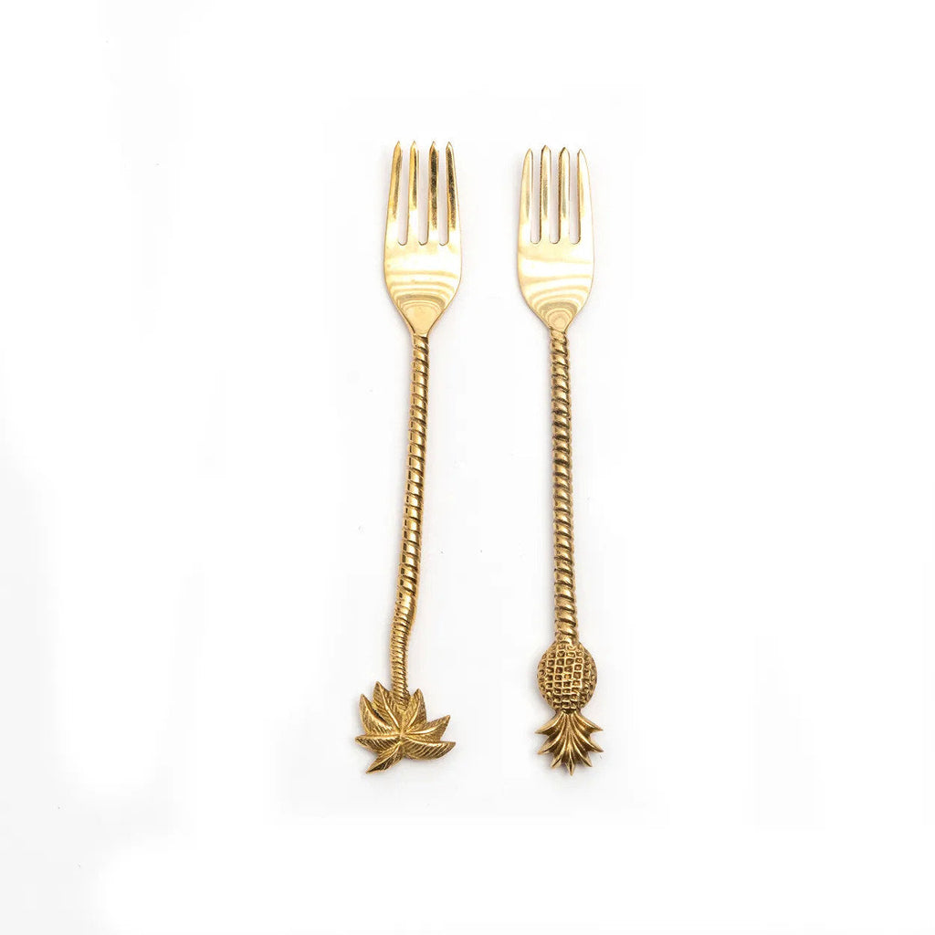Fourchette Ananas en laiton doré 22 cm, vue 6