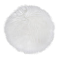 Galette de chaise ronde fausse fourrure blanche Ø35 cm polyester vue du dessus
