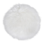 Galette de chaise ronde fausse fourrure blanche Ø35 cm polyester vue du dessus