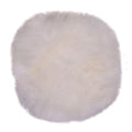Galette de chaise ronde vraie peau d'agneau ivoire Ø35 cm poil naturel long vue du dessus