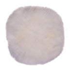 Galette de chaise ronde vraie peau d'agneau ivoire Ø35 cm poil naturel long vue du dessus