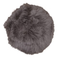 Galette de chaise ronde vraie peau d'agneau mushroom Ø35 cm poil naturel bouclé vue du dessus