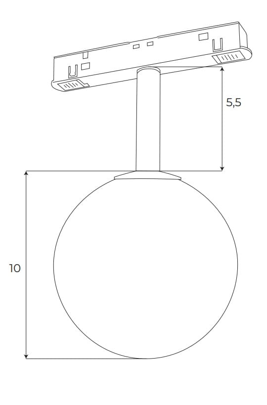 Dimensions Globe Magnetic opale blanc connecté Zigbee