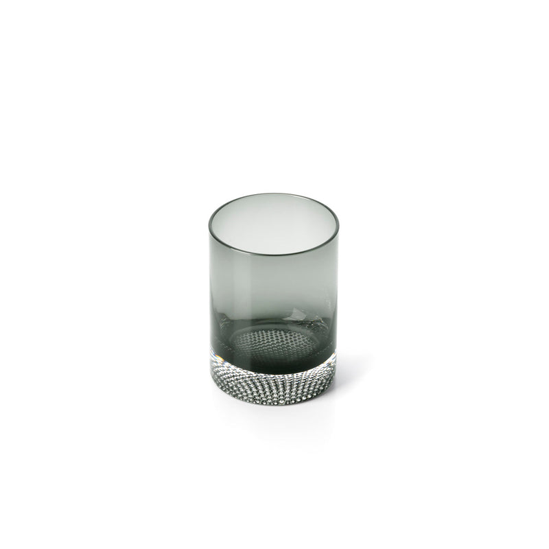 Dimensions Gobelet à base perlée en verre gris fumé 11 cm