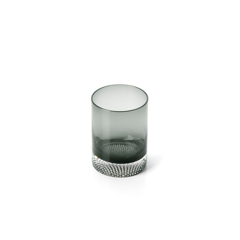 Gobelet à base perlée en verre gris fumé en situation