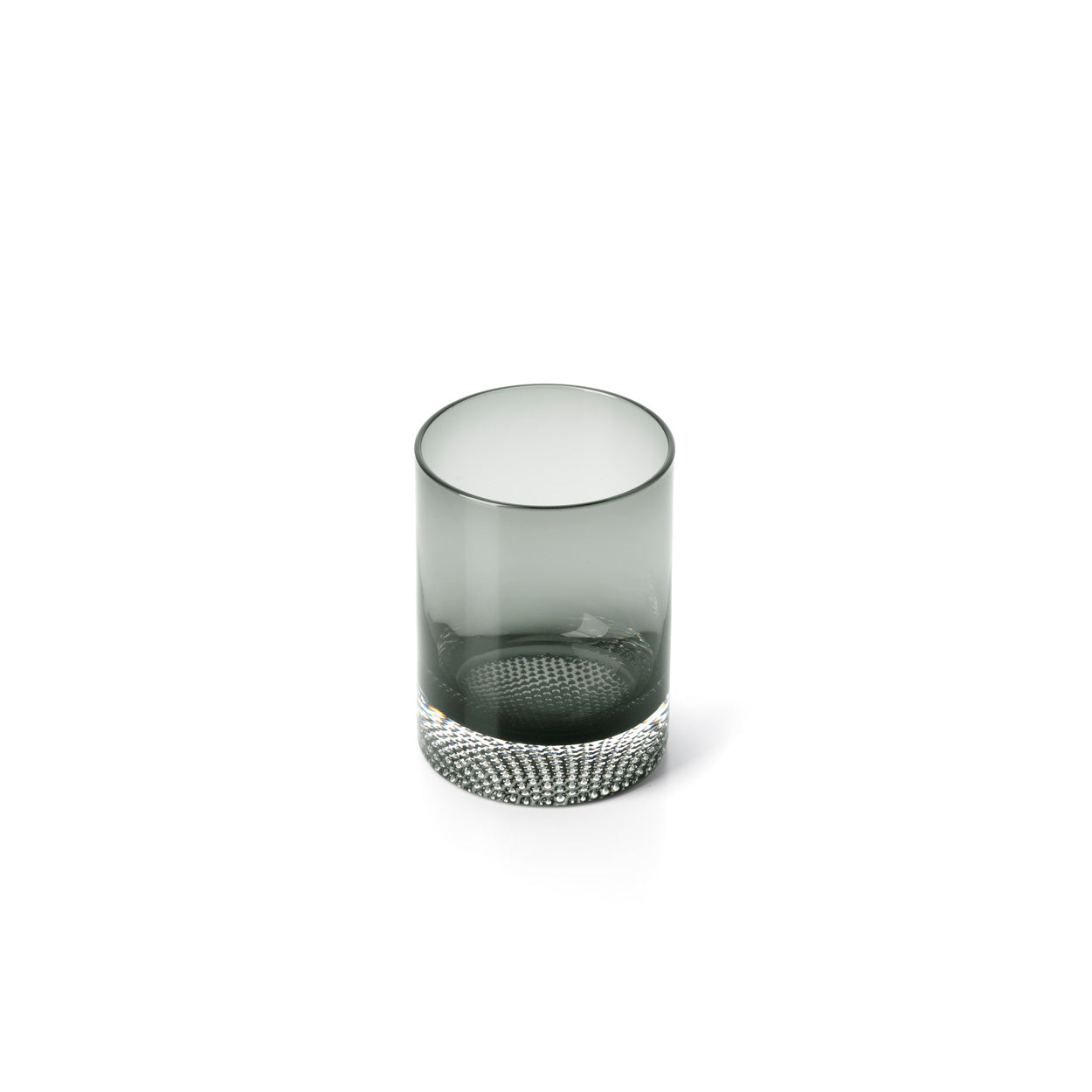 Gobelet à base perlée en verre gris fumé en situation