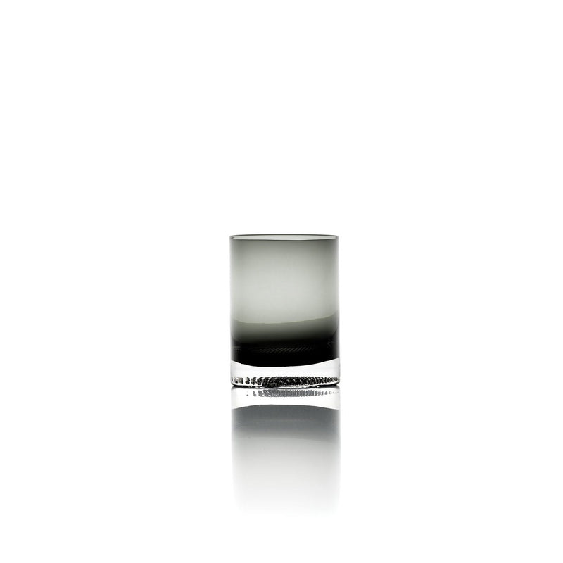 Dimensions Gobelet à base perlée en verre gris fumé
