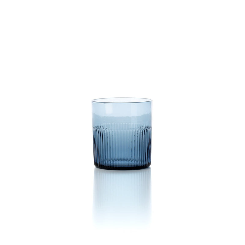 Dimensions Gobelet cannelé en verre bleu