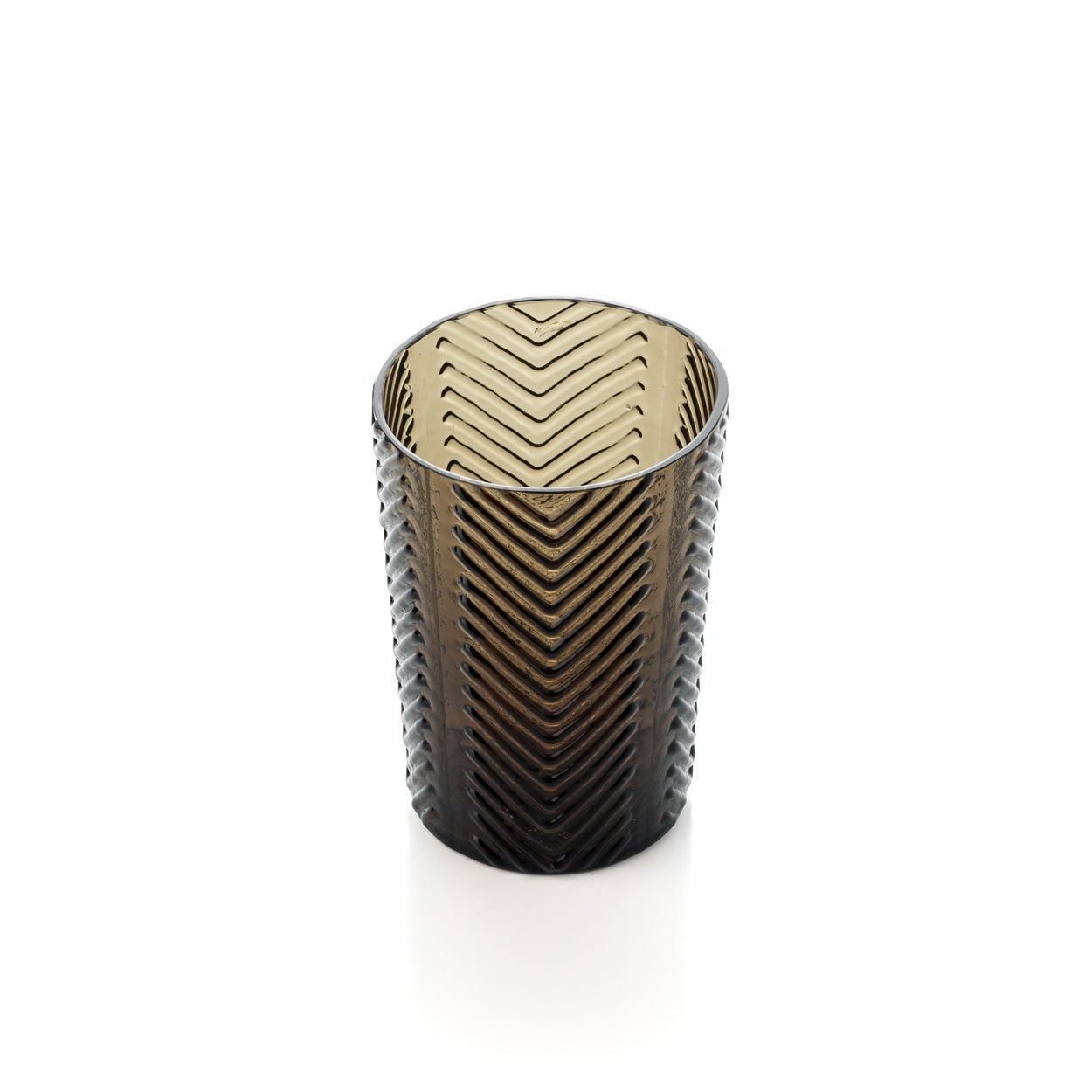 Gobelet à chevrons en verre fumé 10 cm, vue 3