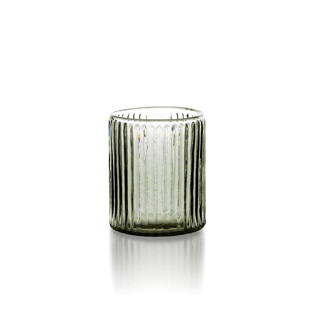Gobelet à côtes larges en verre gris fumé 10 cm
