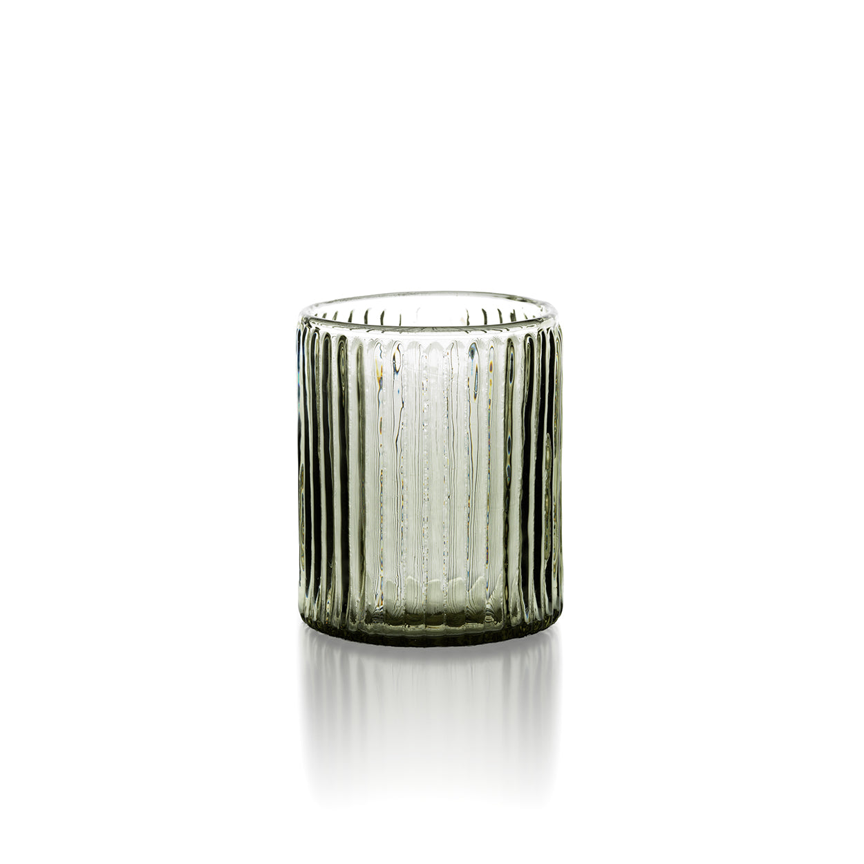 Gobelet à côtes larges en verre gris fumé 10 cm