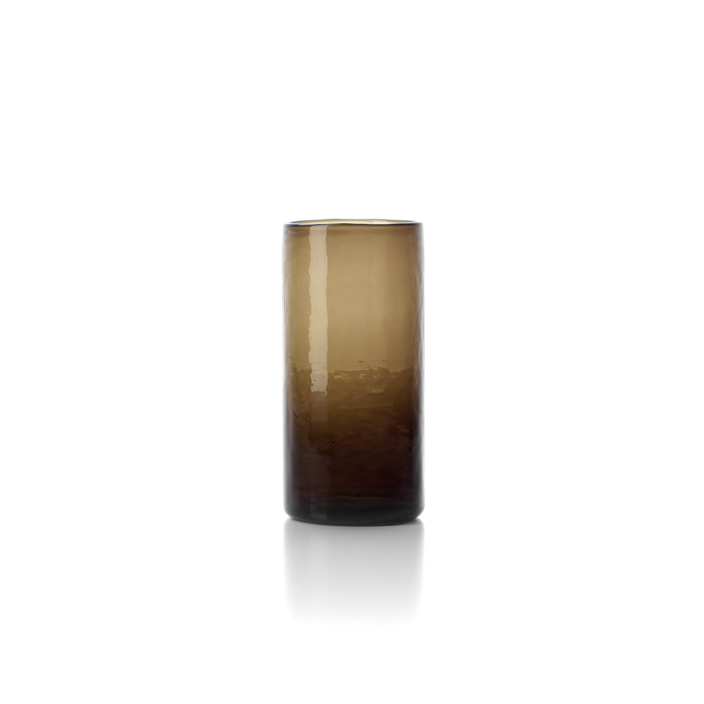 Gobelet haut soufflé en verre brun fumé 13 cm