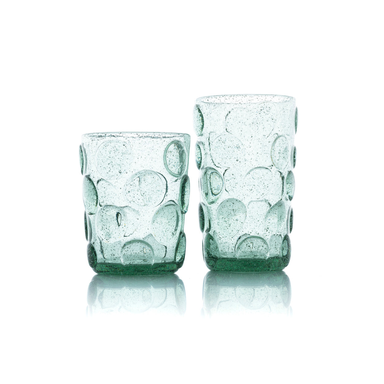 Gobelet à pastilles en verre bullé vert d'eau, vue 3