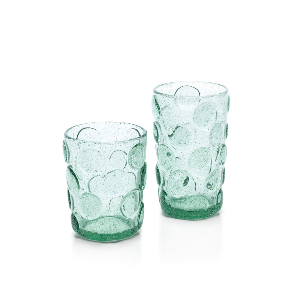 Gobelet à pastilles en verre bullé vert d'eau, vue 4