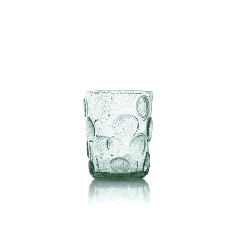 Dimensions Gobelet à pastilles en verre bullé vert d'eau