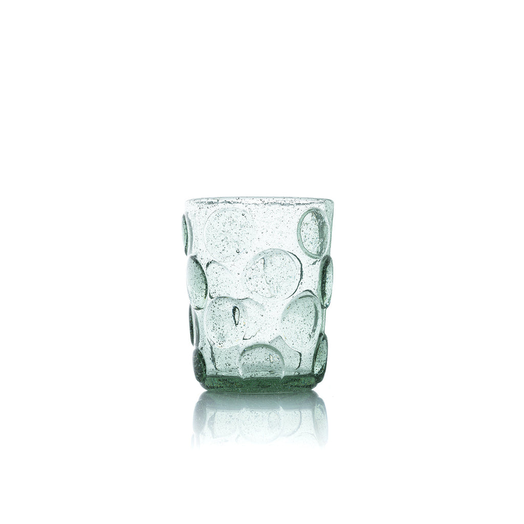 Gobelet à pastilles en verre bullé vert d'eau