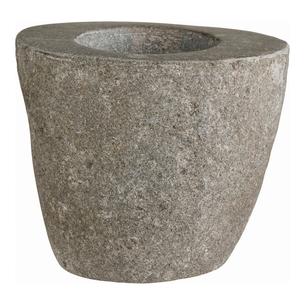 Gobelet rangement Gara pierre rivière naturelle gris ardoise H10 cm vue de face