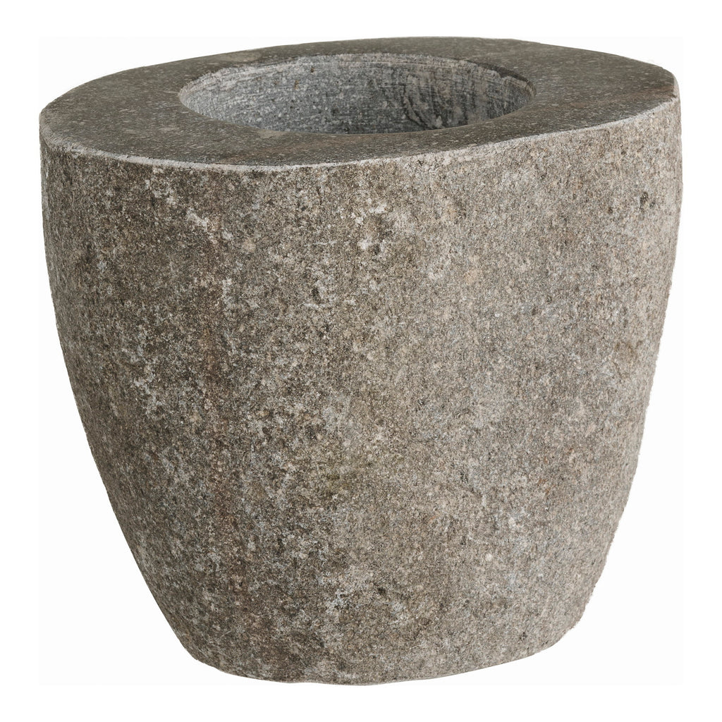 Gobelet Gara pierre rivière naturelle brute gris trois quarts creux intérieur