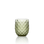 Gobelet à relief losangé en verre vert olive 10 cm