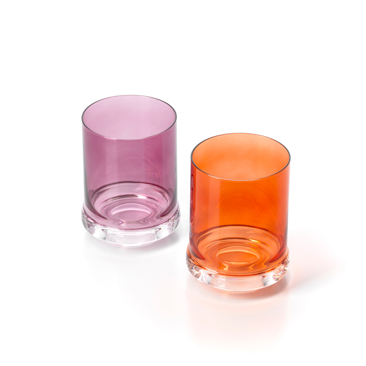 Gobelet à socle transparent en verre orange, vue 4