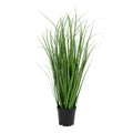 Graminée Poa artificielle verte 68cm en pot noir, tiges fines élancées fond blanc