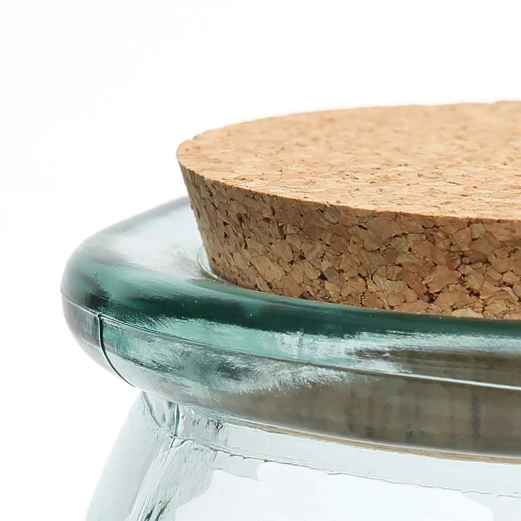 Grand bocal ventru à bouchon de liège en verre recyclé 15 cm, vue 3
