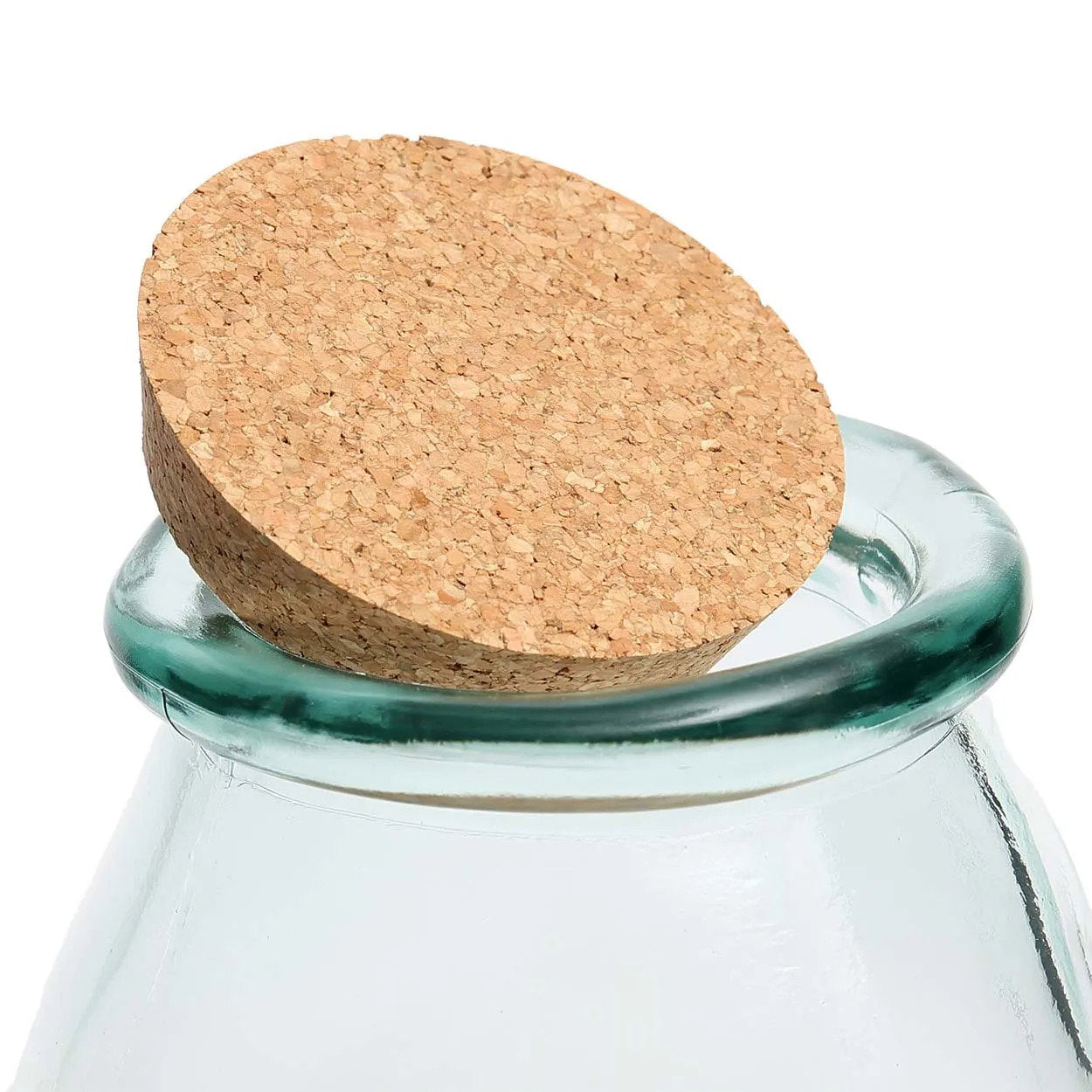 Grand bocal ventru à bouchon de liège en verre recyclé 15 cm, vue 4