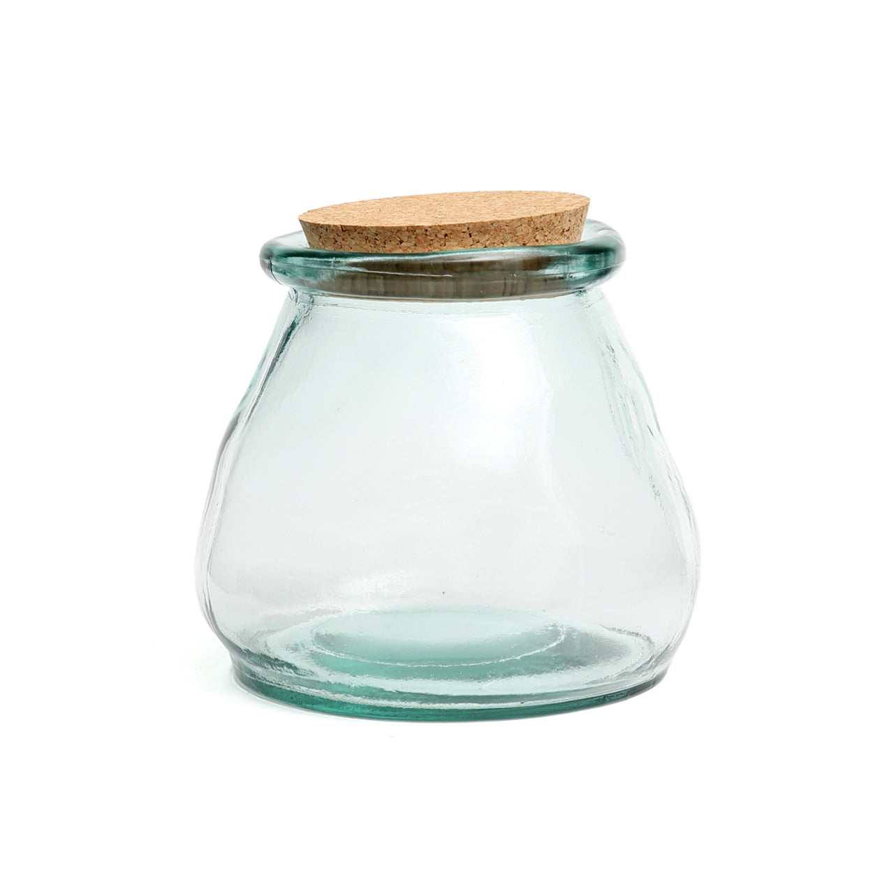 Grand bocal ventru à bouchon de liège en verre recyclé 15 cm